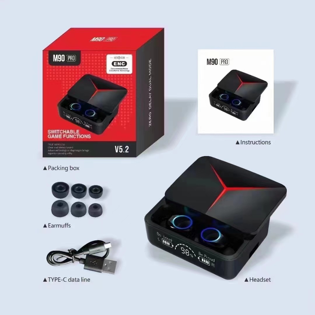 Cross-border New M9-PRO Wireless Bluetooth Headset Slide Digital Display TWS In-ear Hot Selling E-sports Game Headset