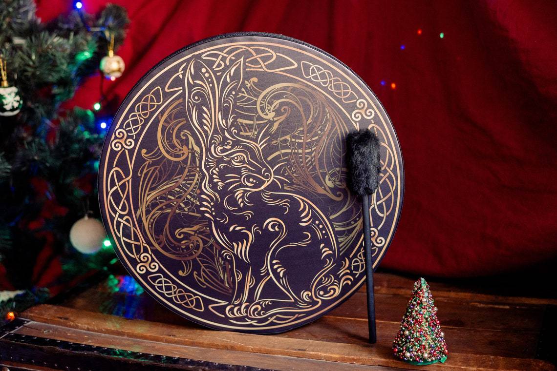 Haube New Water Rabbit Tree of Life Dekoration Design Handgemachte Schamanentrommel Sibirische Trommel Spirit Drum_voghion.com