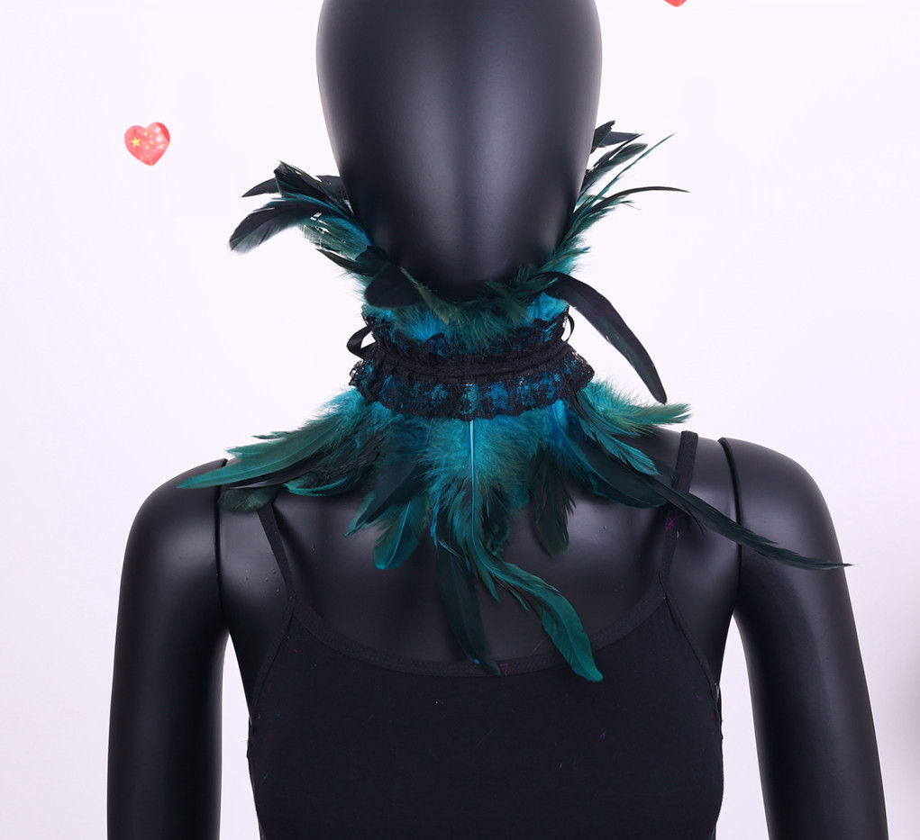 Manufacturer in stock Halloween Gothic style lace feather scarf shawl masquerade costume decorations