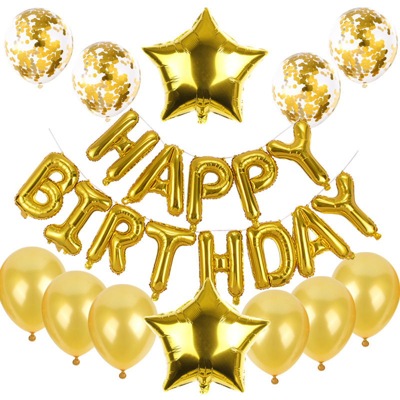 Happy Birthday Balloon Set Latex Sequins Balloon Party Decoration Aluminum Letters Birthday Decoration Atmosphere Layout