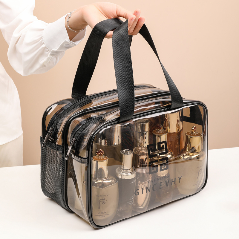 PVC wet and dry separation wash bag portable visible transparent cosmetic bag wash cosmetics storage bag in stock