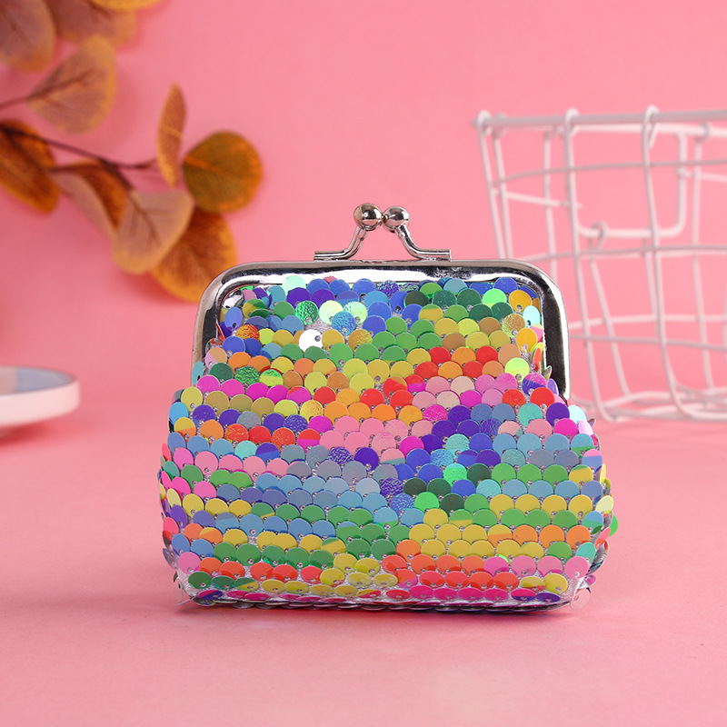 New double-sided colorful sequins coin purse coin bag iron buckle clip bag 3 inch clip bag multi-color optional
