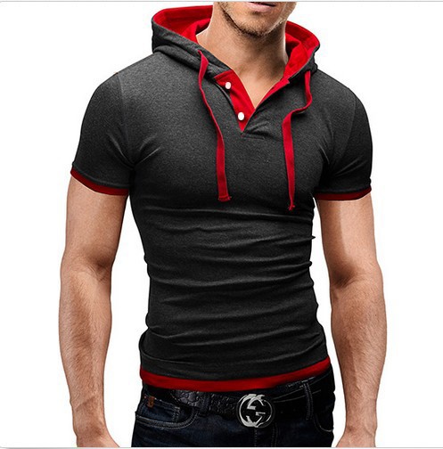 Foreign trade wholesale AliExpress hot new short sleeve hanging rope hooded short sleeve T-shirt DT08