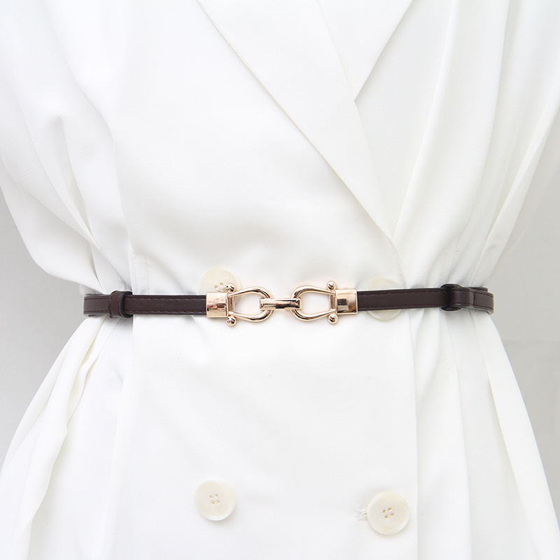 Fashionable all-match thin waist chain Women's narrow belt with skirt sweater decorative belt Korean style buckle belt for girls