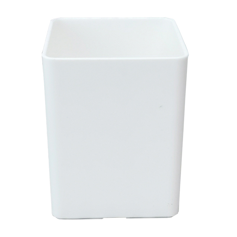 Student Desktop Pen Holder Plastic Square White Large Capacity Cosmetic Brush Storage Holder Stationery Pencil Box No Print Wind