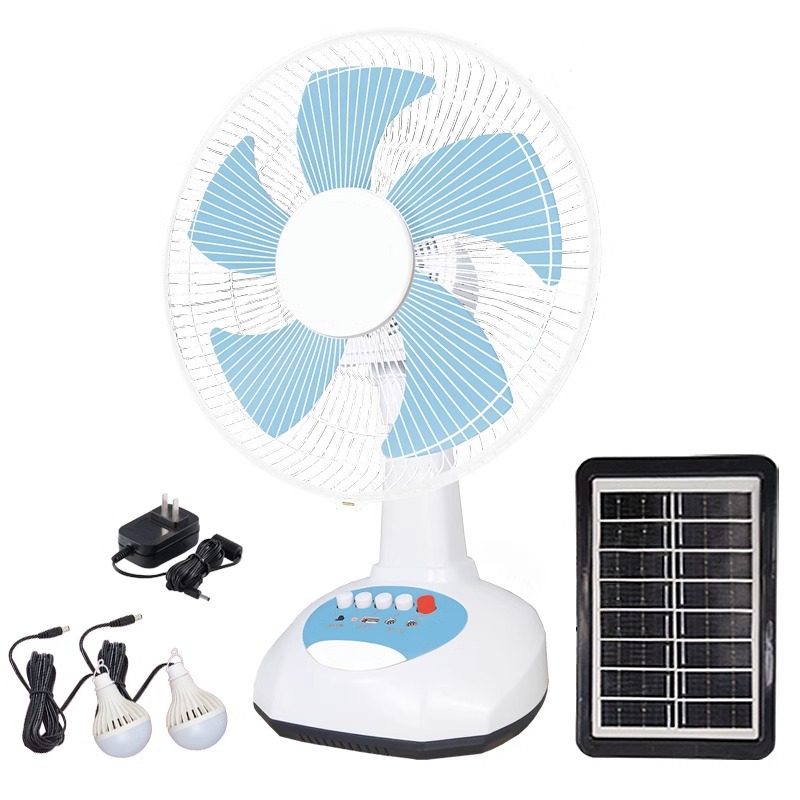 12-inch solar charging fan desktop Southeast Asia hot-selling AC/DC DC LED light SUB cross-border fan
