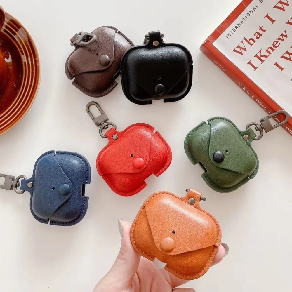 Suitable for Airpods pro2 protective case solid color shaped leather case Apple earphone case Airpods 2/3 generation