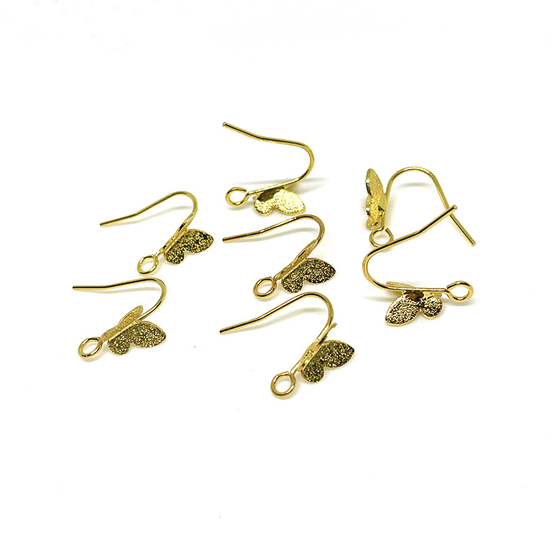 18K gold-wrapped butterfly ear hook earrings ear ring ear hanging jewelry accessories DIY earrings handmade materials