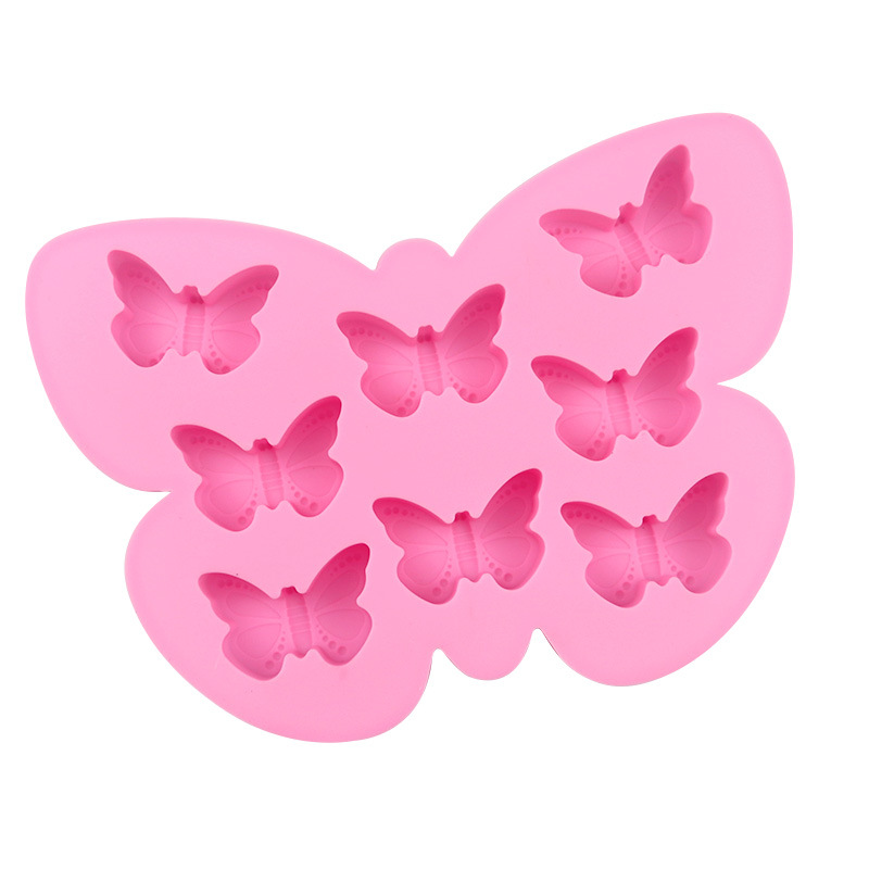 Spot wholesale 8 even Butterfly silicone chocolate mold children's candy mold hand drop glue decorative mold