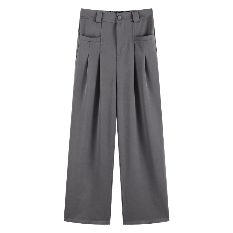 Spring and Autumn suit pants 2023 new popular gray draping suit pants high waist wide leg casual pants for women spring and autumn