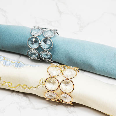 Cross-border explosions European-style crystal napkin buckle napkin ring octagonal beads crystal napkin ring simple fashion table ornaments