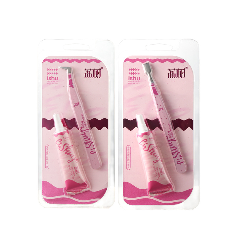 Shishu professional high precision Jinyu clip disposable eyelash glue tool Tweezers suit