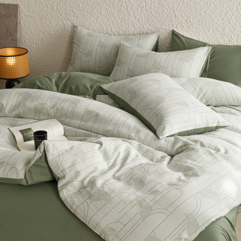 Light Luxury Style Pure Cotton Class A Jacquard Four-piece Set Pure Cotton Washed Cotton Three-piece Set Household Set Bed Sheet Quilt Cover Pillowcase