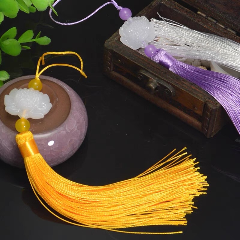 White Jade Lotus hanging fringe fan tassel ancient costume Hanfu tassel fan pendant clothing accessories in stock supply