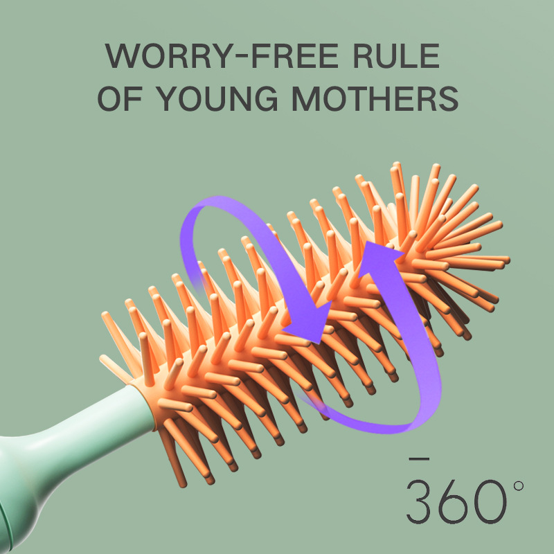 Electric milk bottle brush nipple brush cleaning brush set Intelligent 360 degree rotating baby long handle Cup brush