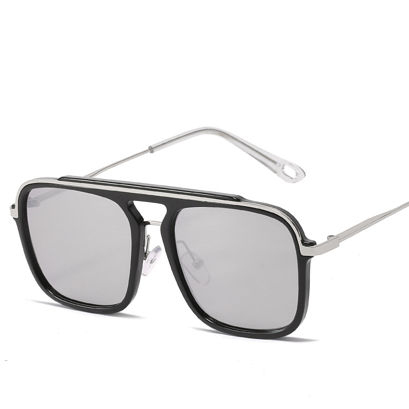 3184 metal generous frame sunglasses sunglasses men and women Amazon wholesale UV protection double beam sunshade Brown European