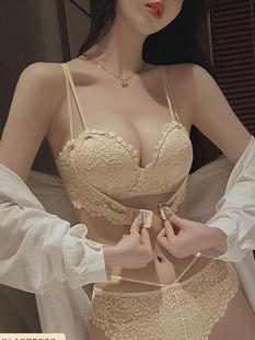 Gather-up Underwear Women's Small Breasts Anti-sagging Bra Sexy Lace Brand Counter Genuine Bra Set