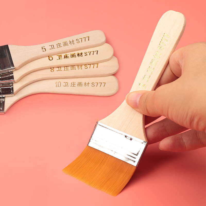 Nylon wool board brush painting brush oil painting paint wooden handle brush art brush children's oil painting brush nylon brush