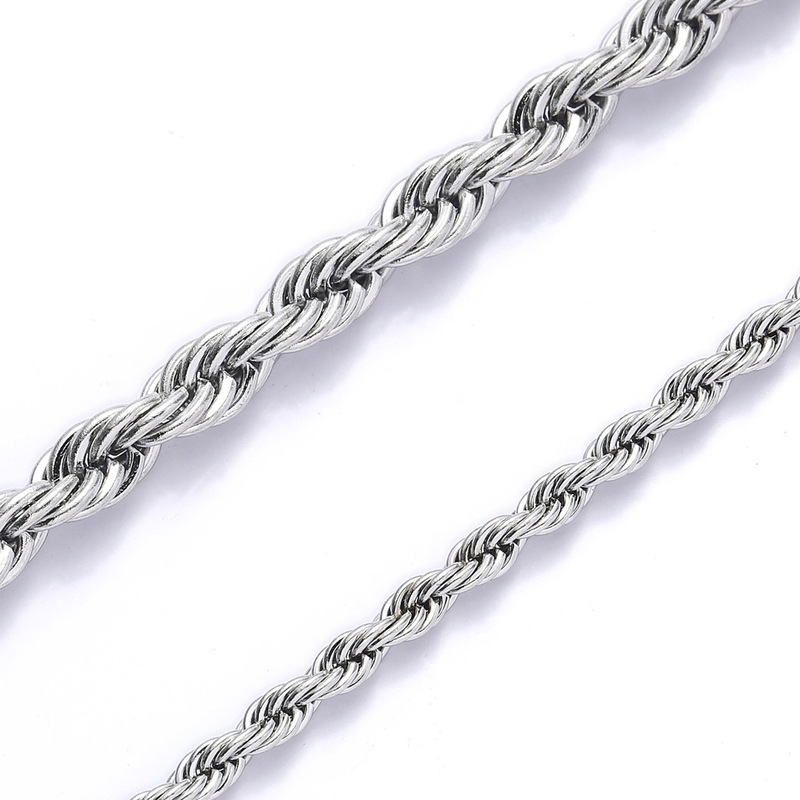 欧米のヒップホップ素鎖チタン鋼アクセサリーネックレスステンレス麻花鎖3mm5mmマルチサイズステンレスチェーン|undefined
