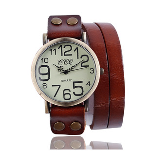 AliExpress Hot Selling Real Cowhide Vintage Watch Vintage Three Circle Watch Men's and Women's Casual Watch Wholesale