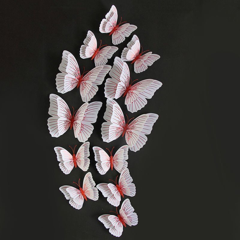 12隻流光溢彩蝴蝶裝飾品3d立體仿真牆面工藝品冰箱貼牆貼婚禮布置