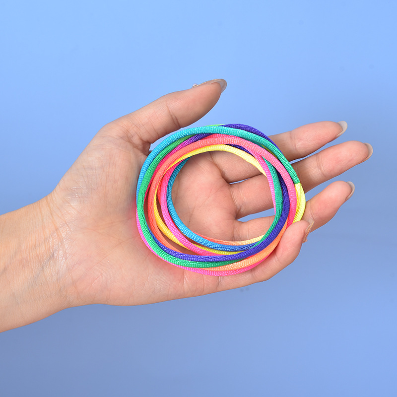 Children's Toys Rainbow Colorful Flower Rope Nostalgic Flower Picking Rope Braided Flower Rope Student Finger Game Toy in Bulk