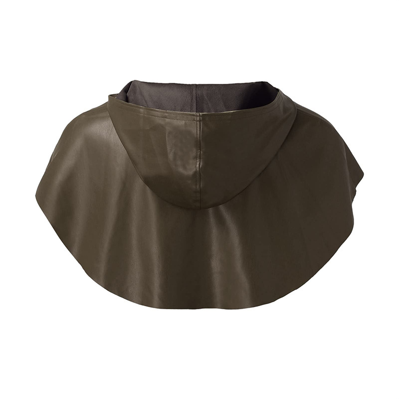 European and American men PU leather hat hunter hooded shawl retro medieval renaissance cape hat witch hat