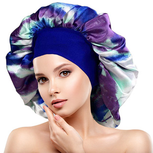 European and American color blooming large nightcap wide-brimmed elastic hair care cap colored printed chemotherapy cap manufacturers