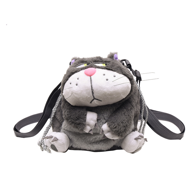 Lucifer Cat Bag Drawstring Pocket Drawstring Big Fat Cat Bucket Bag Cartoon  New Shoulder Messenger Bag Women's Bag