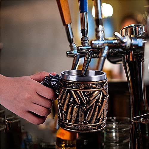 Cross border hot sale bullet stainless steel cup personality pistol shape bar beer mug veteran souvenir