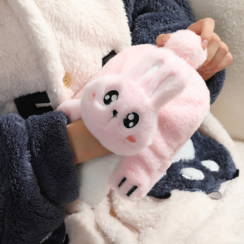 Autumn and Winter cartoon plush hot water bag student hand warmer removable and washable warm water bag thickened explosion-proof PVC warm baby