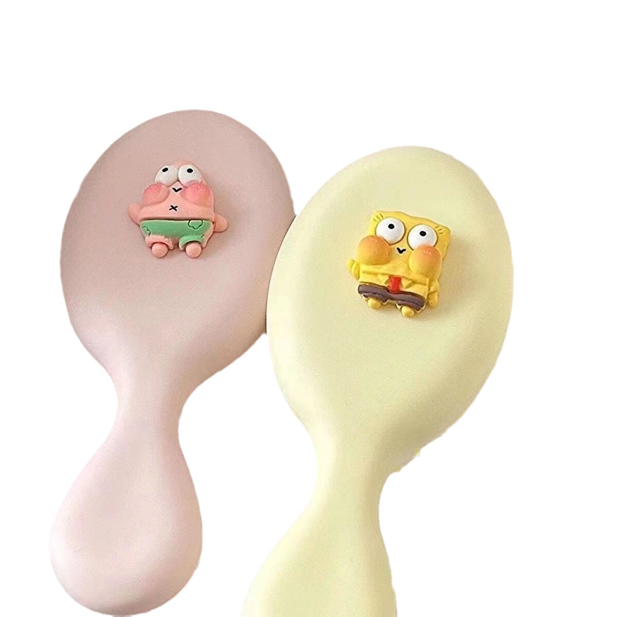 Cartoon Spongebob airbag comb milk exhalation cushion mirror comb soft girl portable massage comb mini comb