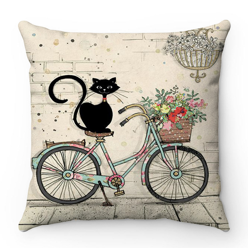 Cartoon Cat Pattern Series Super Soft Short Plush Material Pillowcase Home Sofa Decorative Pillowcase