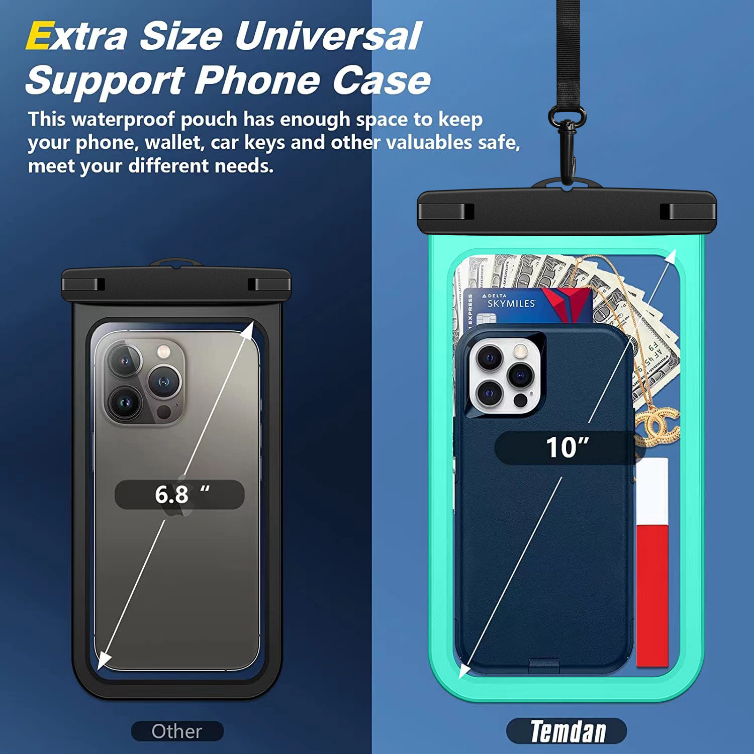 New large mobile phone waterproof bag swimming beach outdoor wide-brimmed mobile phone waterproof bag cross-border exclusive for source factory