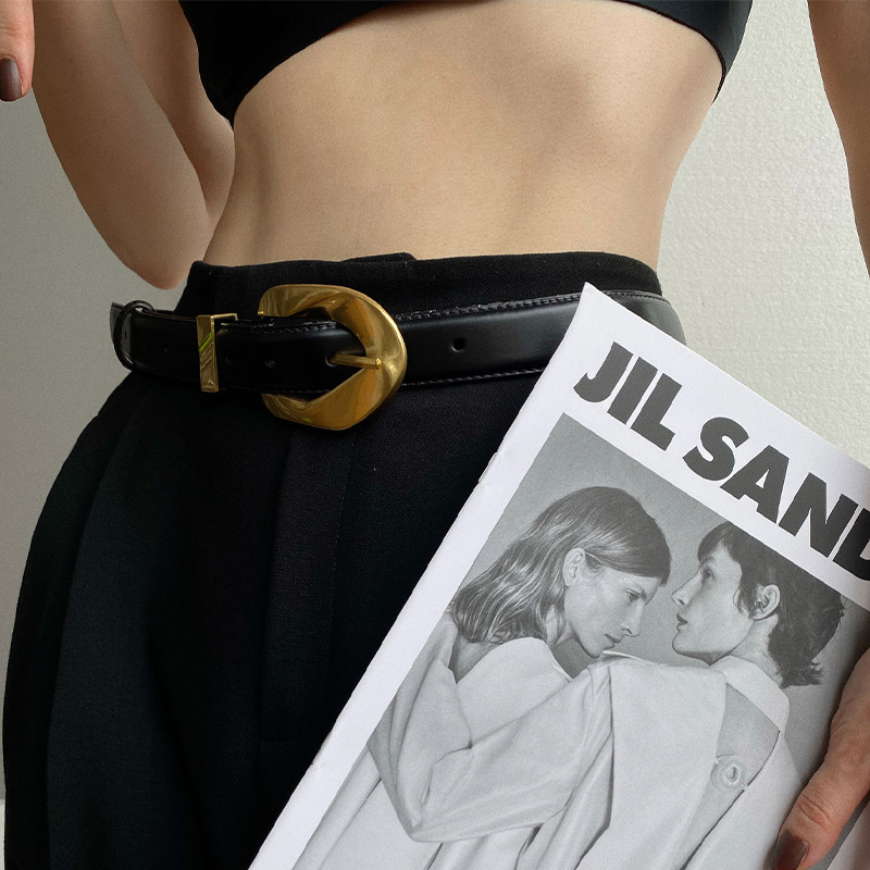 Spot Belt Vintage Leather Accessories Decorative Trendy Retro Style Big Gold Buckle Women Belt Women Belt Decorative Women