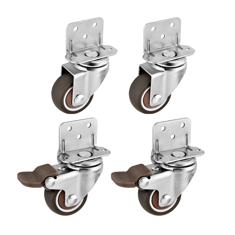 L type caster side 90 degree right angle splint crib flower stand silent tpe brake universal wheel L type caster