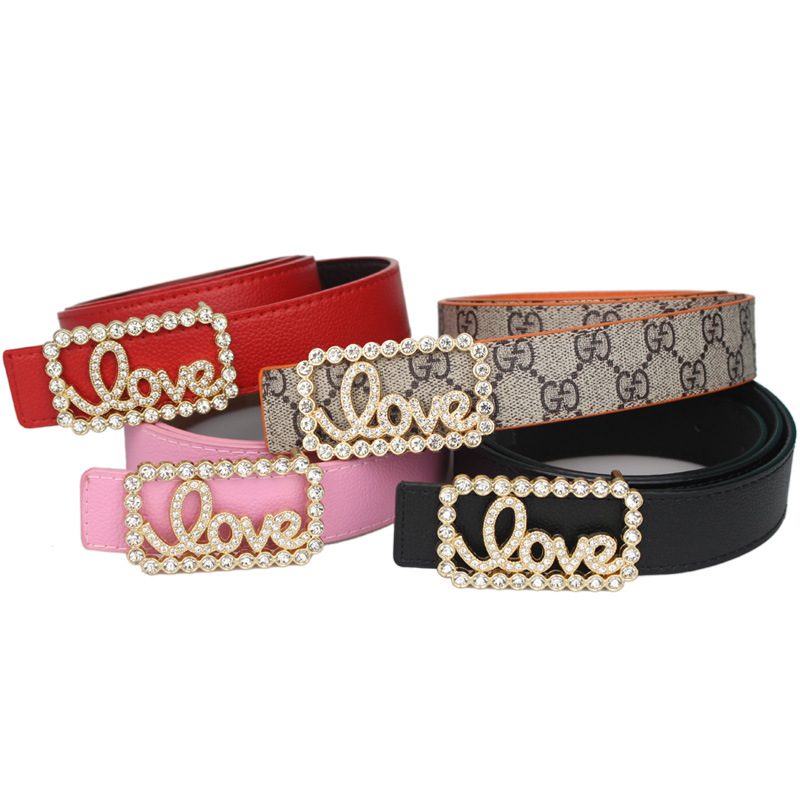Belt ladies Korean version of Joker ladies belt female Love rhinestone decorative casual pants with wholesale a generation of hair