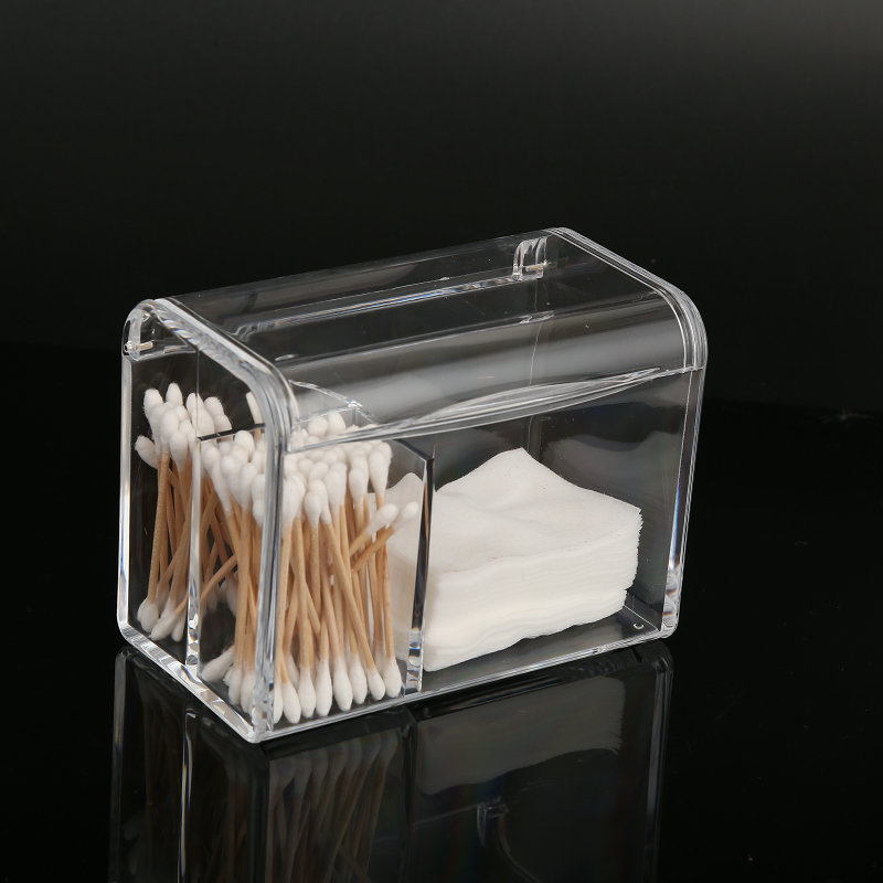 Flip acrylic cotton swab storage tube transparent cosmetic storage box dustproof cotton swab storage box with lid