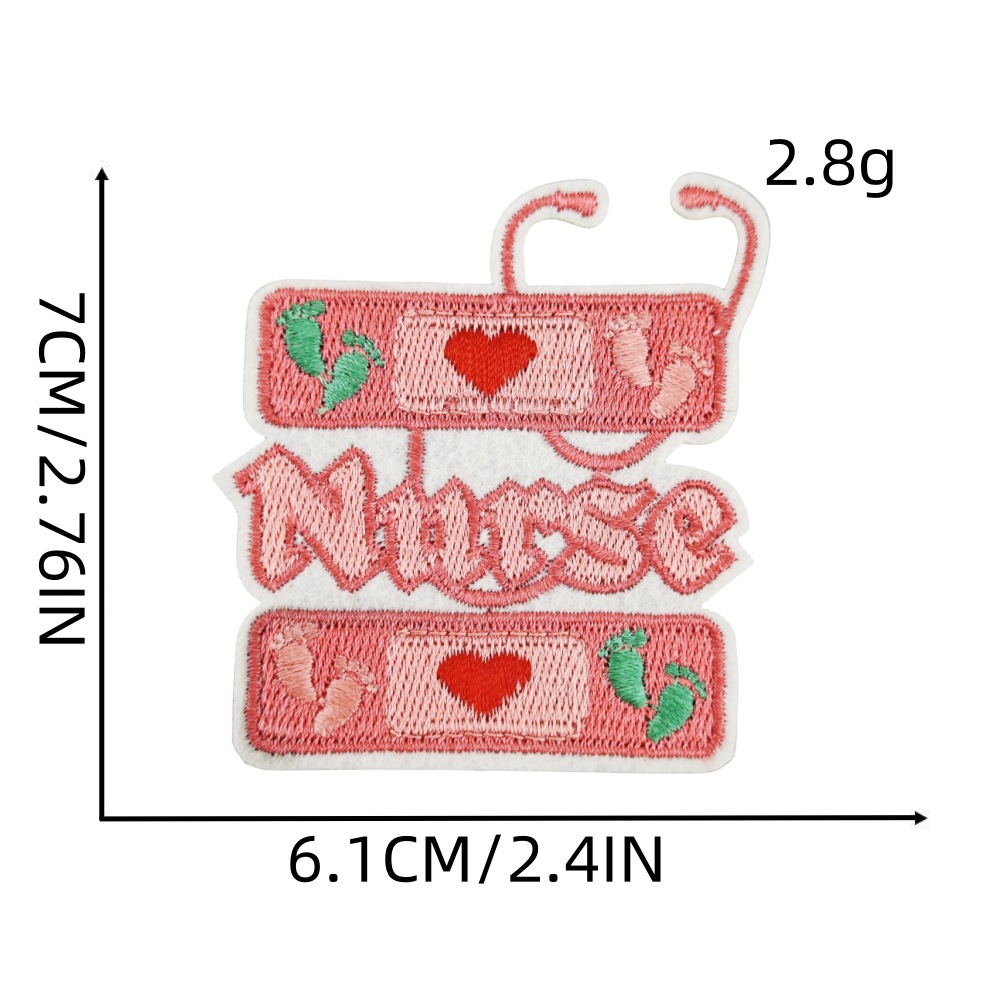New Pink Nurse Cloth Stickers Cartoon Love Embroidery Stickers Stethoscope Patch Stickers Computer Embroidery Stickers