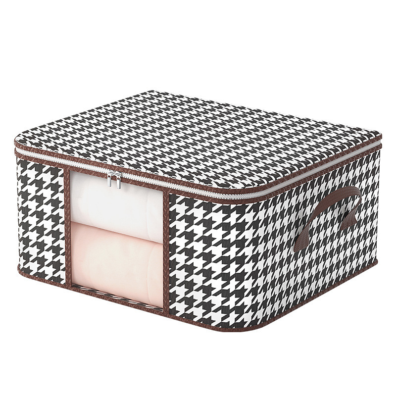 Houndstooth Visual Storage Bag Clothes Cotton Quilt Storage Box Dustproof Household Moving Packing and Finishing Bag Storage Box