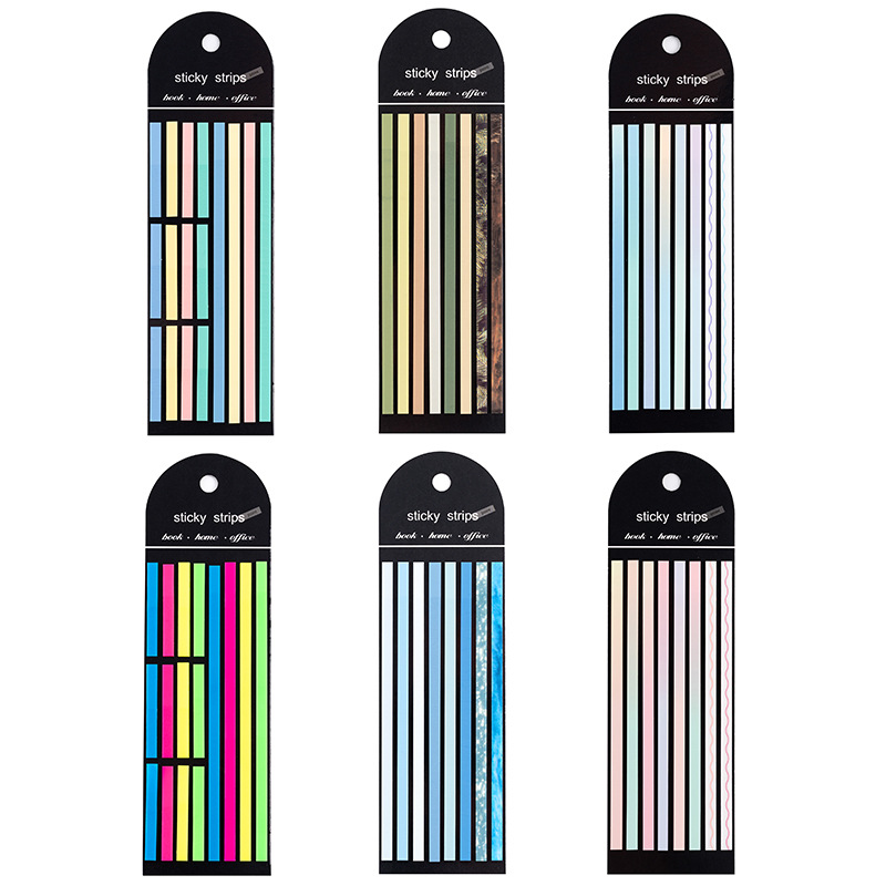 PET Extremely Thin Strip Solid Color Index Notes Post-it Notes Macaron Series Students Draw Key Points N-Times Sticking Fluorescent Notes