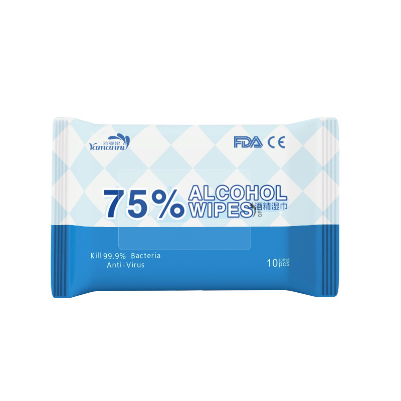 75 alcohol wipes 10 pieces sanitary wipes disposable cleaning wipes alcohol English small bag portable