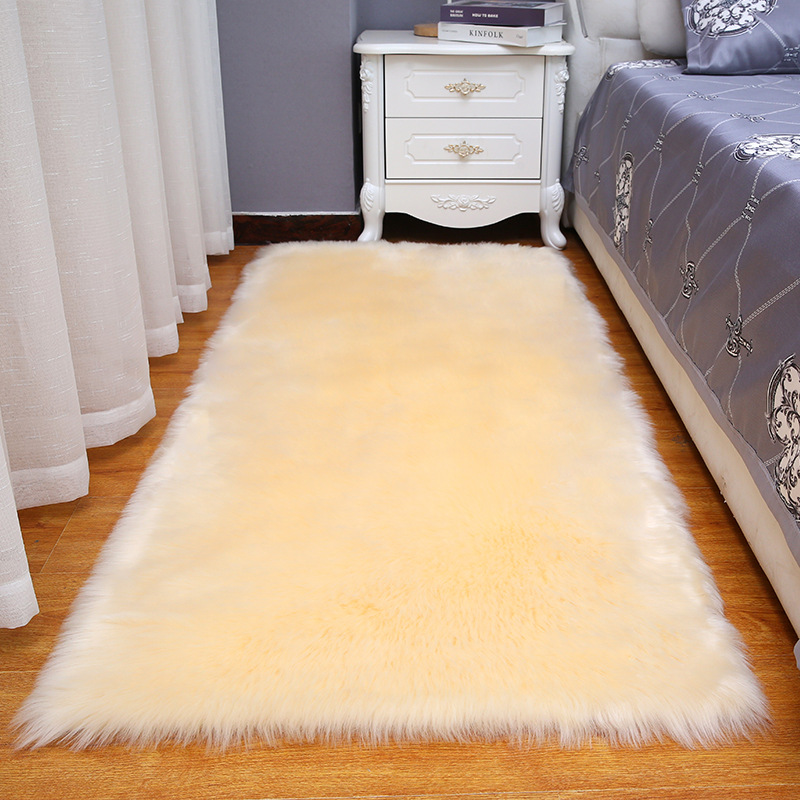 Plush Carpet Bedside Blanket Bedroom Living Room Coffee Table Window Bay Window Mat White Thickened Imitation Wool Household Floor Mat