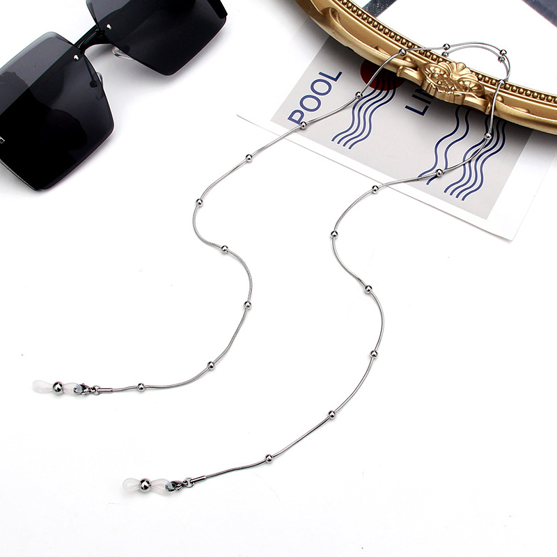 Men's Beaded Snake Chain Stainless Steel Titanium Chain Eyeglass Chain Women's Necklace Collar Cord Charm High-end