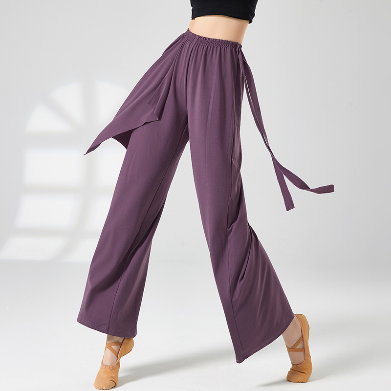 Classical dance loose ribbon wide-leg pants modern dance practice clothes adult Chinese dance performance clothes training dance pants