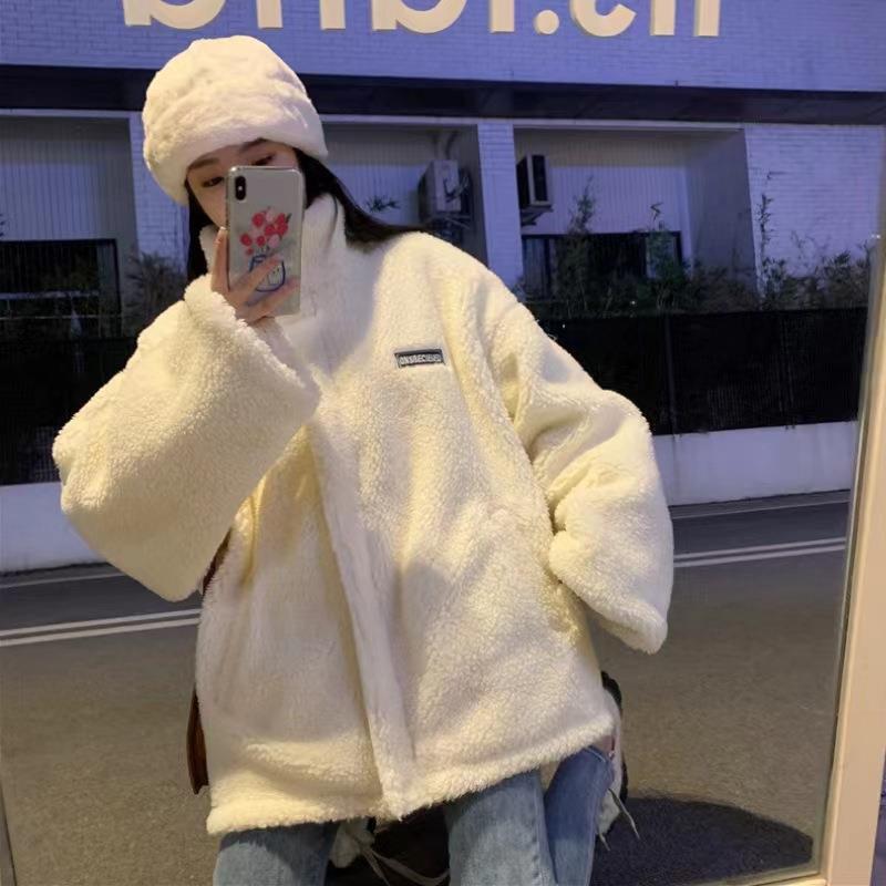 Lambswool coat for women autumn and winter 2023 new women's clothing fried street fleece-lined thickened casual all-match Korean style sweater for women