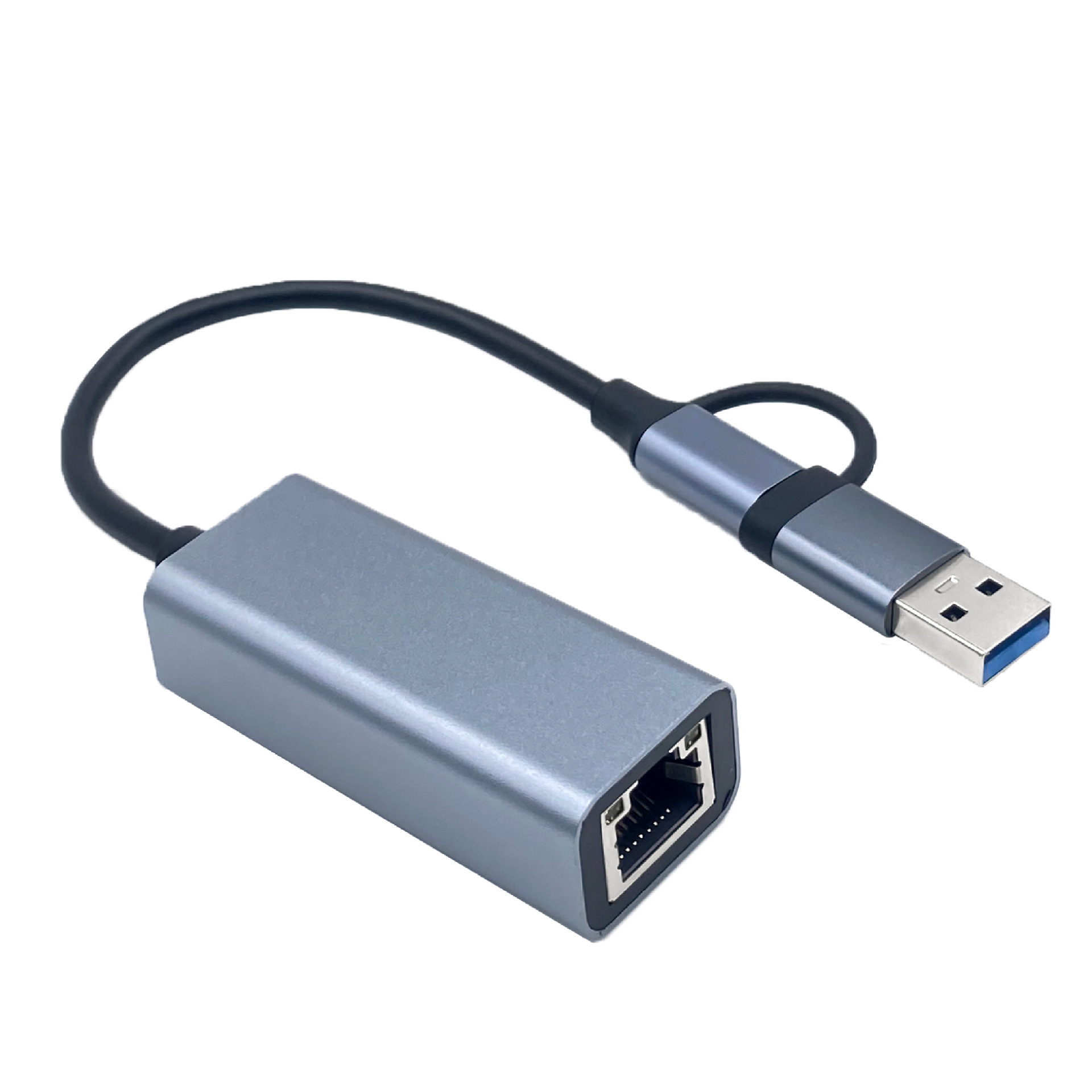 Cross-border e-commerce popular aluminum alloy USBType c two-in-one to RJ45 Gigabit drive-free network card 100m/1000
