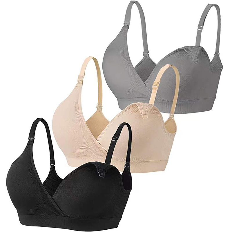 Cross-border European and American new breastfeeding bra front buckle wireless breastfeeding bra plus size underwear V-shaped
