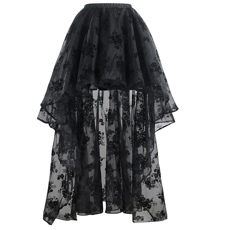 High Waist Elasticized Band Casual Mesh Shaggy Women's Irregular skirt Tutu lady tulle skirt