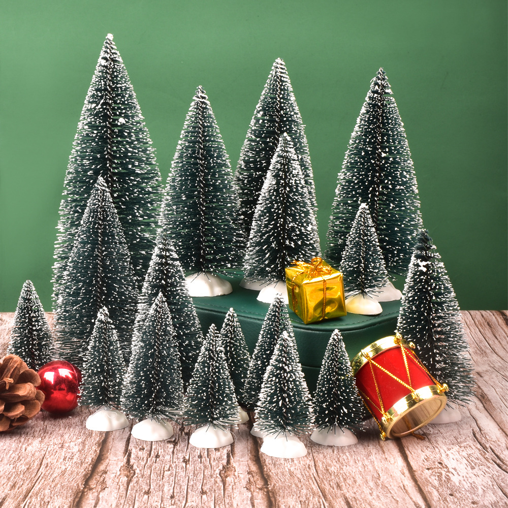 Mini Christmas Tree Rubber Silk Pine Needle Cedar Pine 5-20cm Green Christmas Tree Desktop Ornaments